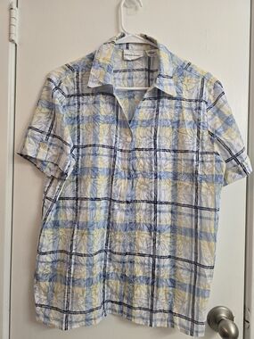 Light Blue & Yellow Plaid Short-Sleeve Men’s Shirt